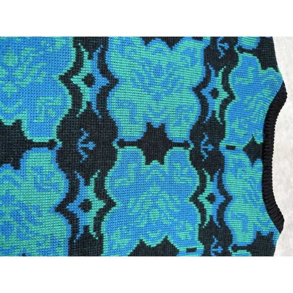Vintage Herald House Sweater Mens Large Blue Green Black Acrylic Knit USA 80s - Picture 10 of 14